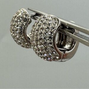 Crystal Huggie Hoop Earrings Silver Tone, ATI Athra Trading